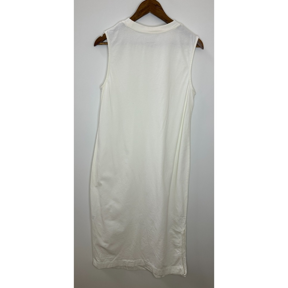 Everlane Organic Cotton Sleeveless Shirt Dress Cream Medium Side Slit Minimalist - Picture 6 of 12